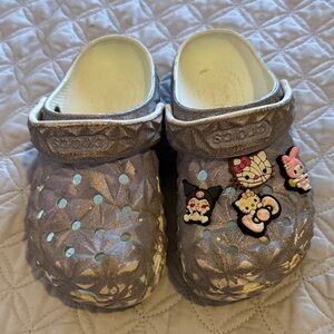 CROCS Metallic Lavender Clogs with Sanrio Jibbitz